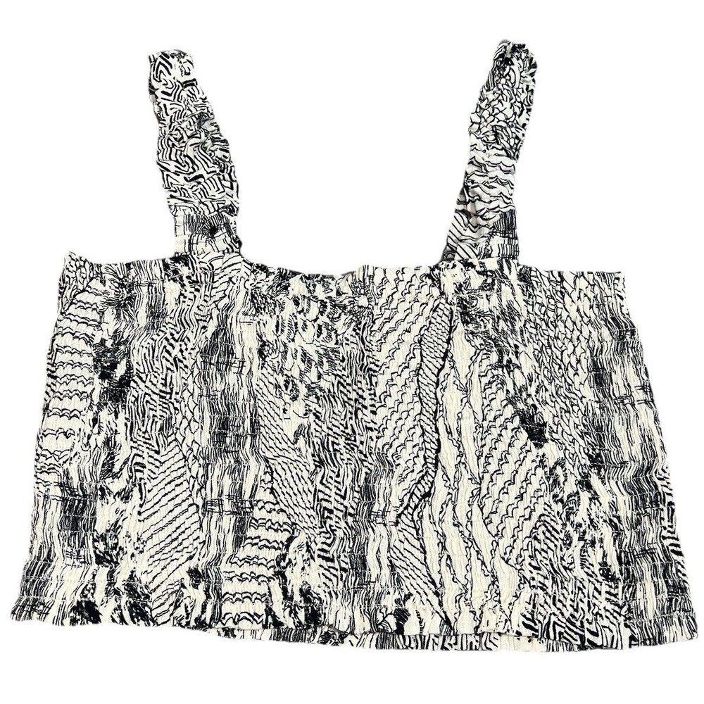 PAPER CRANE anthropolgie BLACK IVORY CROP TOP Tank Elastic CA 07043 NWOT‎ Large